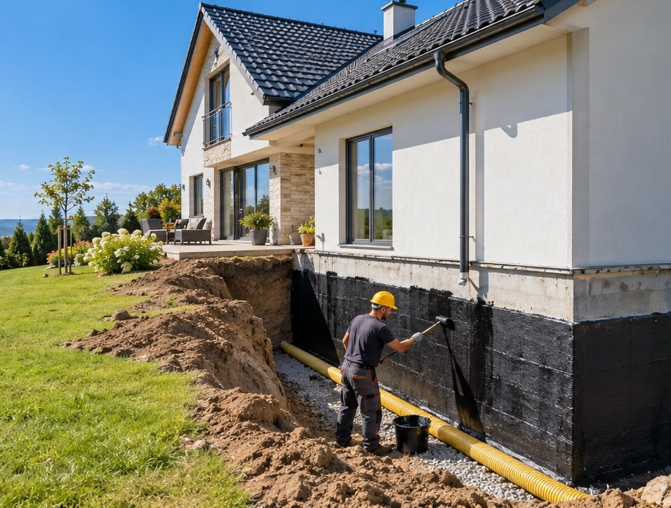 Symbolbild: Kellerwand wird von außen abgedichtet – Fachbetriebe für Lößnitz